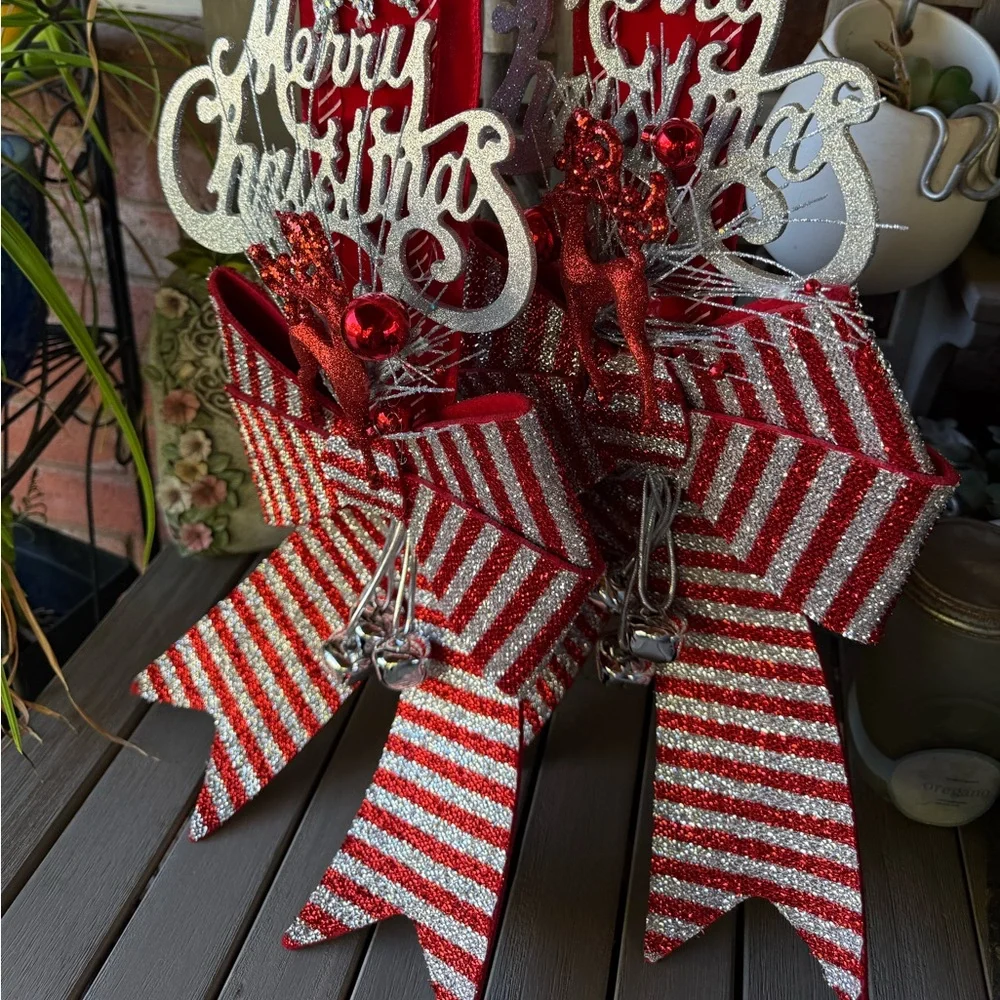 Over The Door Double Christmas Swag.  Christmas Bow/ Wreath /Ribbon Swag custom